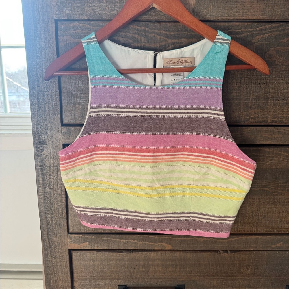Vintage Mara Hoffman Multicolor Striped Crop Top, Size 6